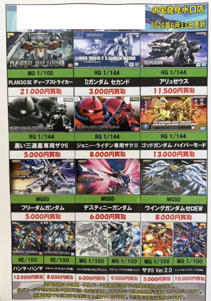 ◇ガンプラ強化買取タイトルを更新しました！◇ | お宝発見水口店