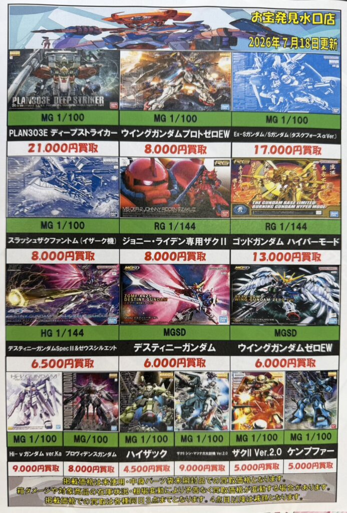 ガンプラ強化買取タイトルを更新しました！ | お宝発見水口店│滋賀県